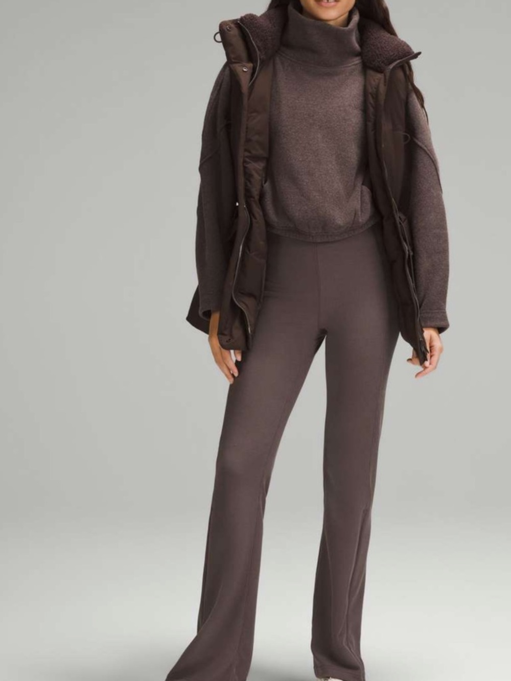 lululemon athletica brushed softstreme ribbed zip Flare Pants size 6